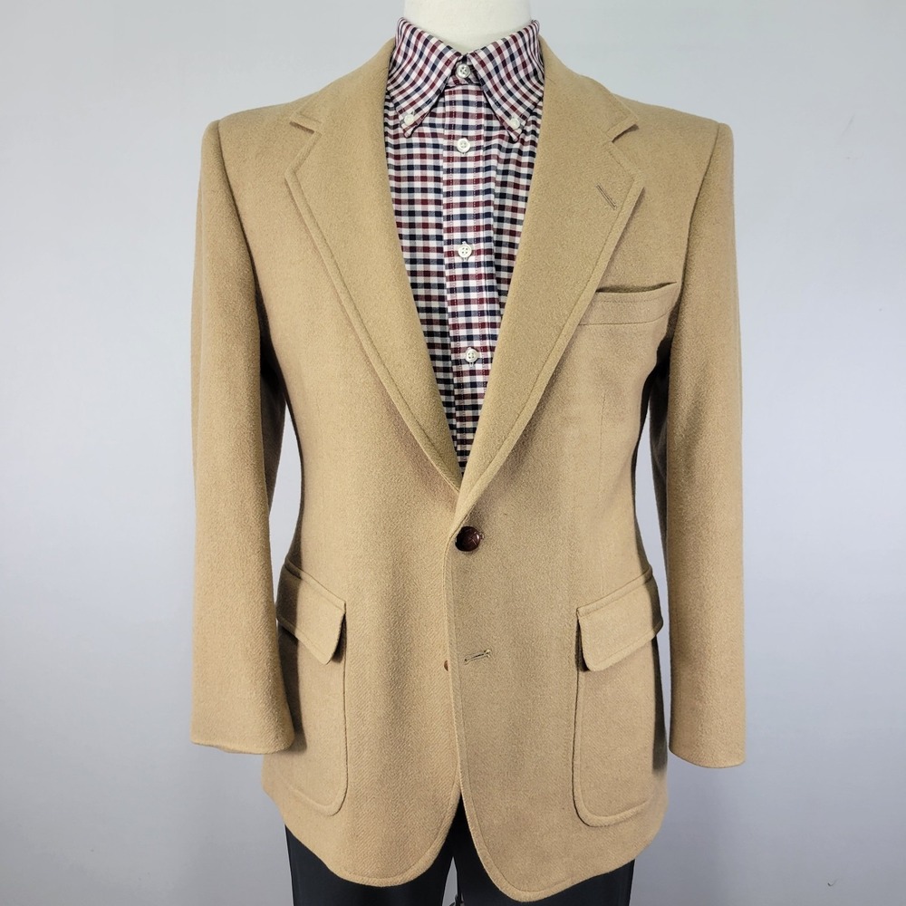 VTG John Alexander Men's Sport Coat Blazer Two Button‎ Flannel Beige about 40S